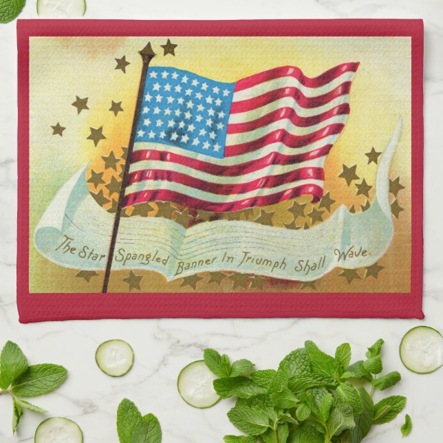 Linge De Cuisine Star Spangled Banner American Flag Kitchen Towel (Plié)