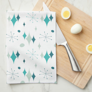 Linge De Cuisine Starburst Mid Century Motif moderne Turquoise Aqua