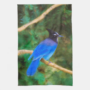 Linge De Cuisine Steller's Jay Painting - Art original pour oiseaux
