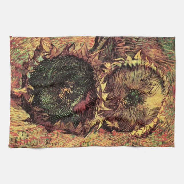 Linge De Cuisine Still Life Two Cut Sunflowers par Vincent van Gogh (Horizontal)
