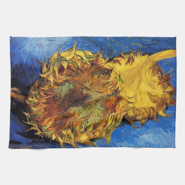 Linge De Cuisine Still Life Two Cut Sunflowers par Vincent van Gogh (Horizontal)