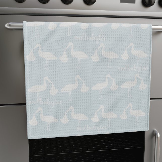 Linge De Cuisine Stork Motif Personnalisé Baby Blue Cuisine Serviet (Créateur téléchargé)