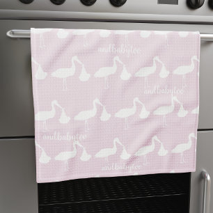 Linge De Cuisine Stork Pattern Pink Kitchen Towel