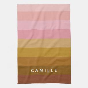 Linge De Cuisine Stripes Boho Personnalisées En Terracotta Rose Cha