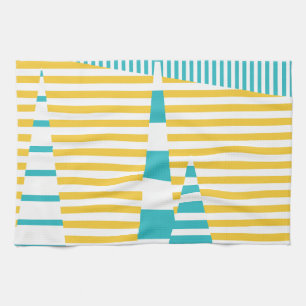 Linge De Cuisine Stripes on Stripes - Turquoise et Jaune