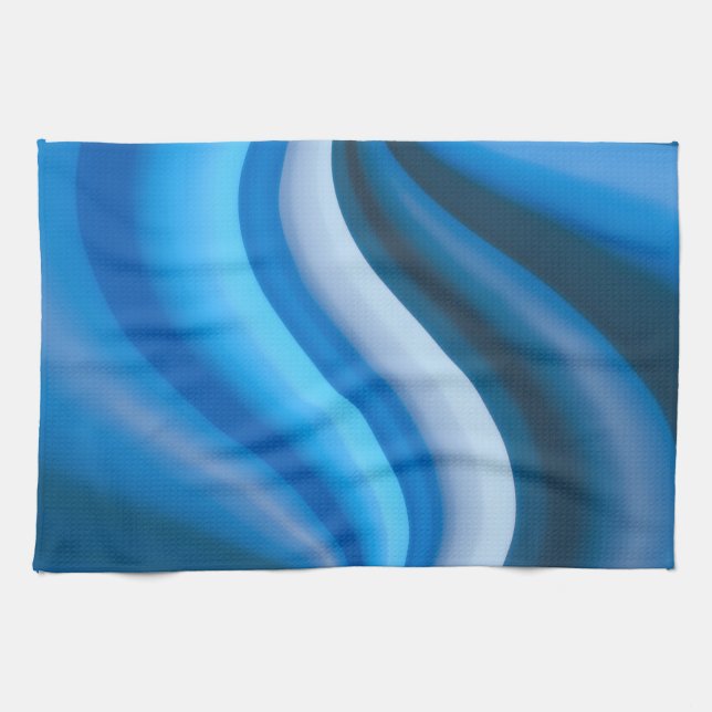 Linge De Cuisine Stripes Simple and Elegant Blue Abstract Waves | (Horizontal)