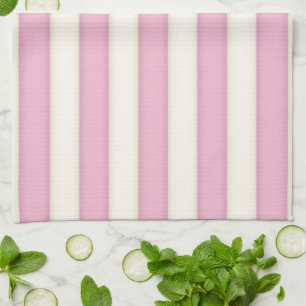 Linge De Cuisine Style chalet rosé et blanc rayures victoriennes