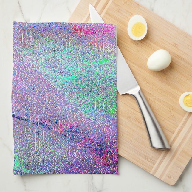 Linge De Cuisine Style cuir ciré avec peinture usée, tons bleus (Quart Plié)