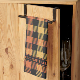 Linge De Cuisine Style orange noir jaune automne couleur plaid