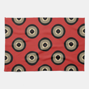 Linge De Cuisine Style rétro - Motif noir et rouge