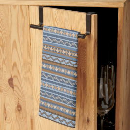 Linge De Cuisine Style sud-ouest bleu et Motif géométrique Brown