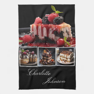 Linge De Cuisine Stylis Black & White 4 Desserts photo Personnalisé