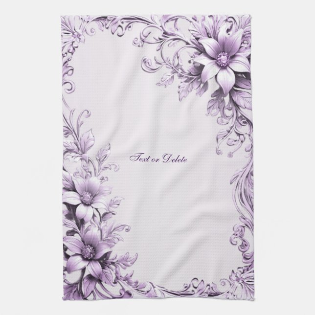 Linge De Cuisine Stylish Purple Flowers Kitchen Towel (Vertical)