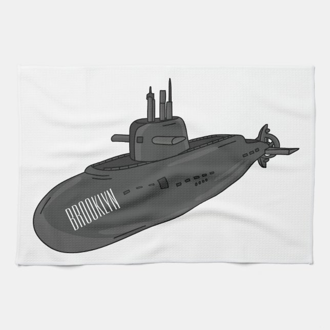 Linge De Cuisine Submarine cartoon illustration  (Horizontal)