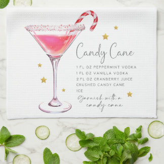 Linge De Cuisine Sucre de canne de Noël Martini Recette Aquarelle