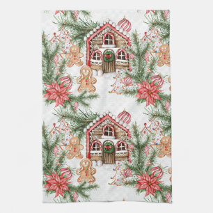 Linge De Cuisine Sucre de canne house, poinsettia, homme en pain d'