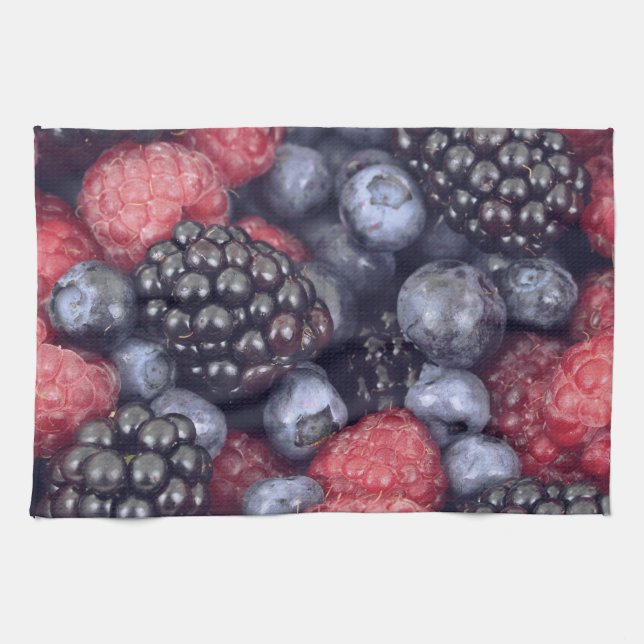 Linge De Cuisine Summer Fruit Mixed Berries Close Up Photo (Horizontal)