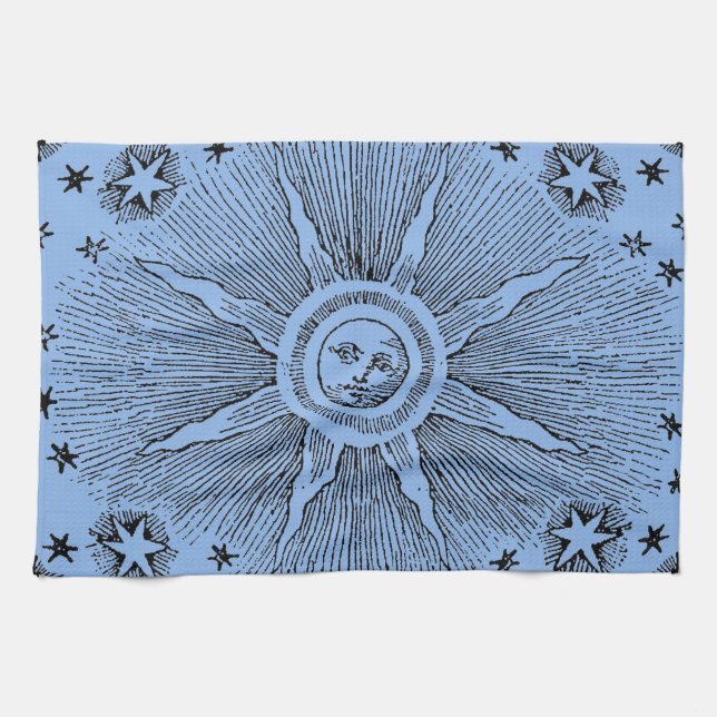Linge De Cuisine Sun Stars Antique Nuit Ciel Médiéval Zodiac (Horizontal)