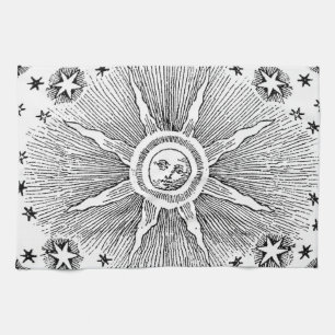Linge De Cuisine Sun Stars Antique Nuit Ciel Médiéval Zodiac