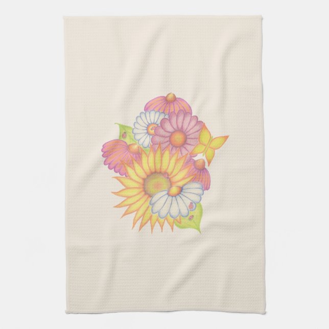 Linge De Cuisine Sunflower Daisy Kitchen Towel  (Vertical)
