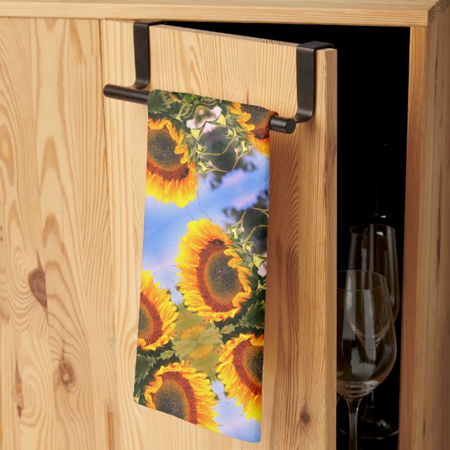 Linge De Cuisine Sunflower In Sunshine Motif d'art Abstrait (Pliage en tiers)