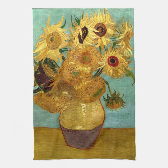 Linge De Cuisine Sunflowers dans Vase Van Gogh Art (Vertical)