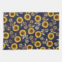 Sunny Yellow Gold Navy Feuille Motif