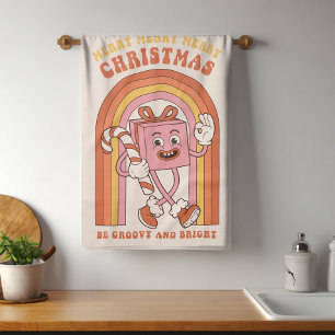 Linge De Cuisine Super et brillant Noël Joyeux Amusant Retro Hippie