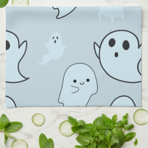 Linge De Cuisine Super mignon blanc Fantômes vert Halloween