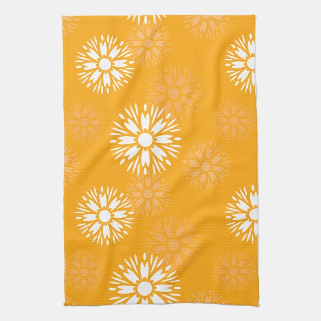 Linge De Cuisine Super Orange Daisy Fleur Retro Floral (Vertical)