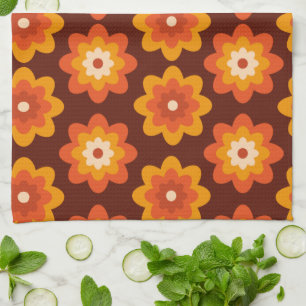 Linge De Cuisine Super rétro les années 70 boho hippie orange fleur