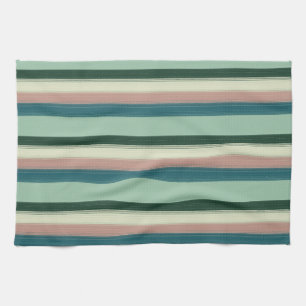 Linge De Cuisine Superbe Vert Sauge Chic Rayé