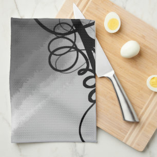 Linge De Cuisine Sur la grille : gris Abstrait, noir et blanc