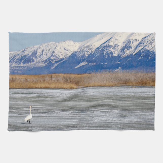 Linge De Cuisine Swan et neige (Horizontal)