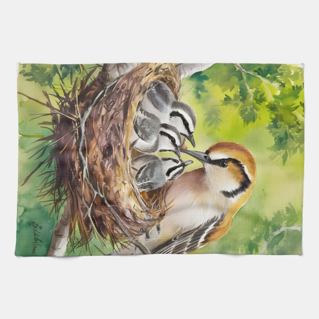 Linge De Cuisine Sweet bird nest painting (Horizontal)