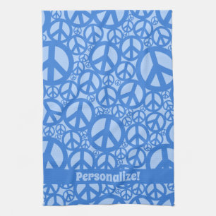 Linge De Cuisine Symbole de la paix bleu Motif