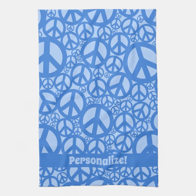 Linge De Cuisine SYMBOLE DE LA PAIX Motif Bleu (Vertical)