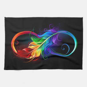 Linge De Cuisine Symbole d'infini avec plume arc-en-ciel