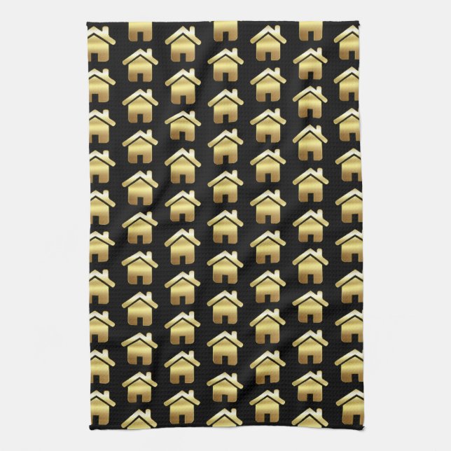 Linge De Cuisine Symbole Elegant Gold House Motif immobilier (Vertical)