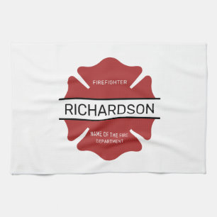 Linge De Cuisine Symbole logo rouge du pompier personnalisé