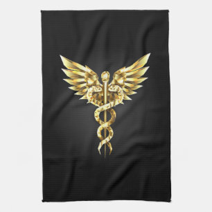 Linge De Cuisine Symbole Polygonal Or Caduceus