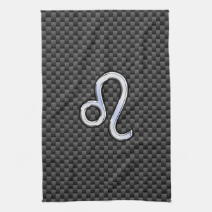 Linge De Cuisine Symbole Zodiaque Leo Argent Fibre Carbone Charbon