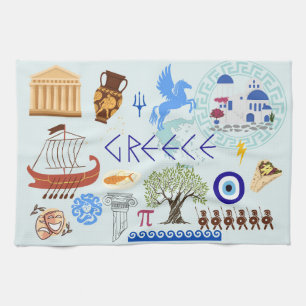 Linge De Cuisine Symboles de Grèce Amoureux de Voyage