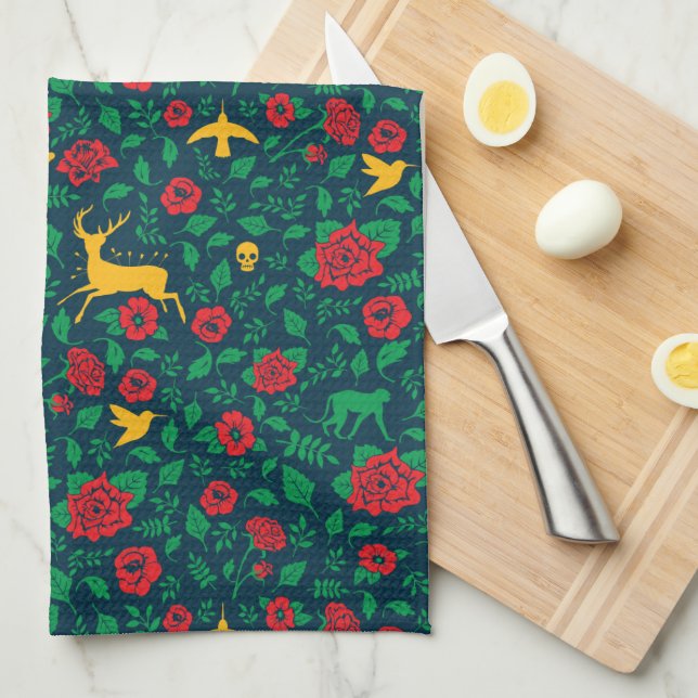 Linge De Cuisine Symboles de la vie de Frida Kahlo | (Quart Plié)