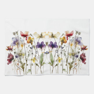 Linge De Cuisine Symphonie de fleurs sauvages : Art aquarelle vibra