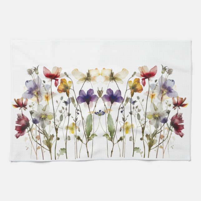 Linge De Cuisine Symphonie fleur sauvage : L'art de l'aquarelle (Horizontal)