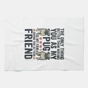 Linge De Cuisine T-shirt à gravure vintage ami famille Pug drôle De