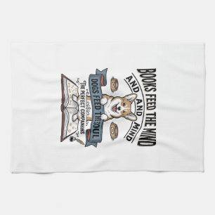 Linge De Cuisine T-shirt drôle de lecteur de chien gravure vintage