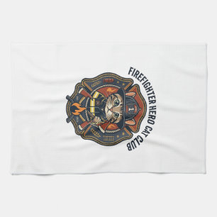 Linge De Cuisine T-shirt graphique chat héros pompier - Pompiers