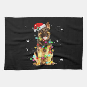 Linge De Cuisine T-Shirt Noël Arbre Chien Berger Allemand Xmas